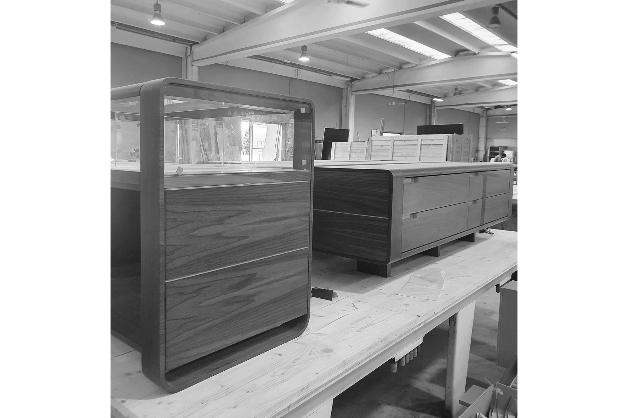bespoke display cabinets in wood