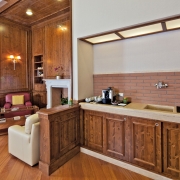 wooden wainscoating and kitchen furniture