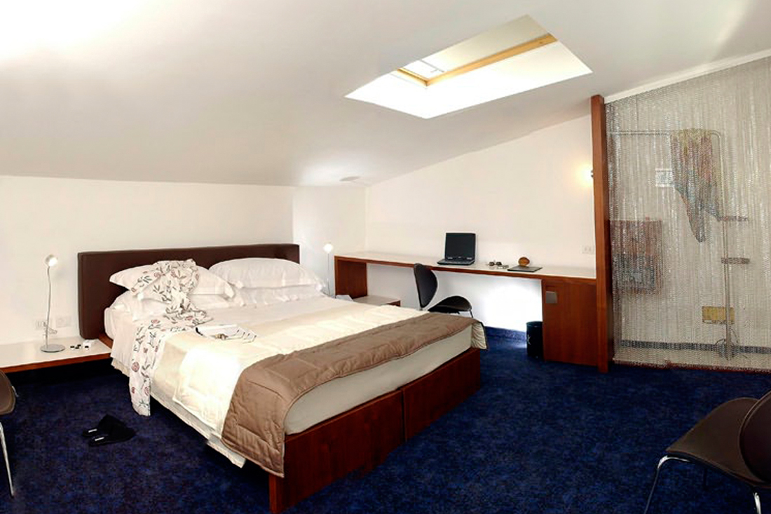 hotel room with skylight
