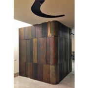 bespoke wall cladding in oxidised metals