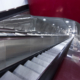 rivestimento in corian rosso scale mobili stazione Manzoni Roma
