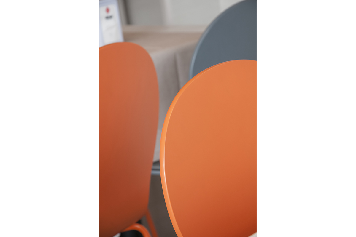 orange and grey chairs