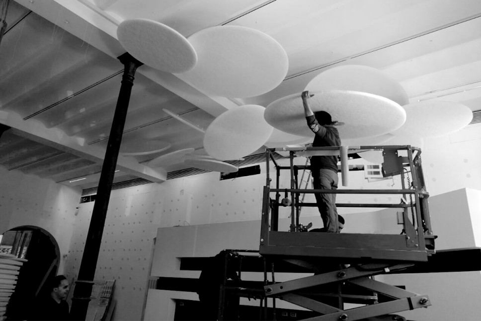 sound-absorbing discs installation