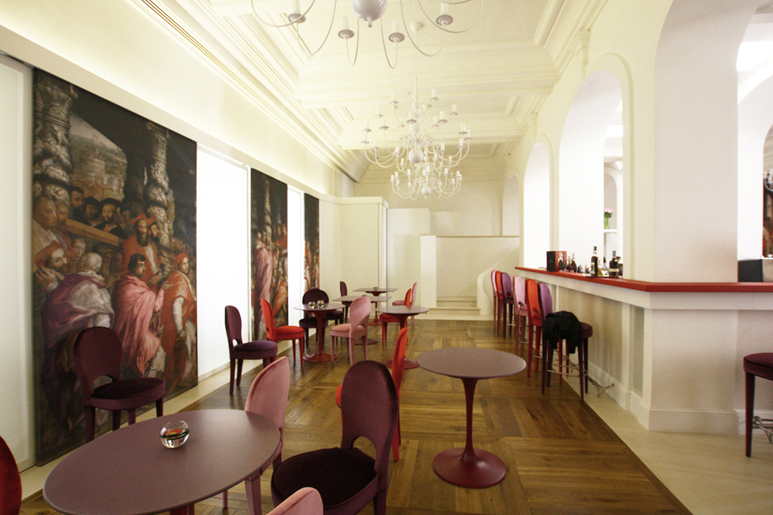 Gran Melia Villa Agrippina hotel bar lounge detail with bespoke interiors by Devoto