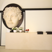 Detail of Gran Melia Villa Agrippina hotel reception desk by Devoto