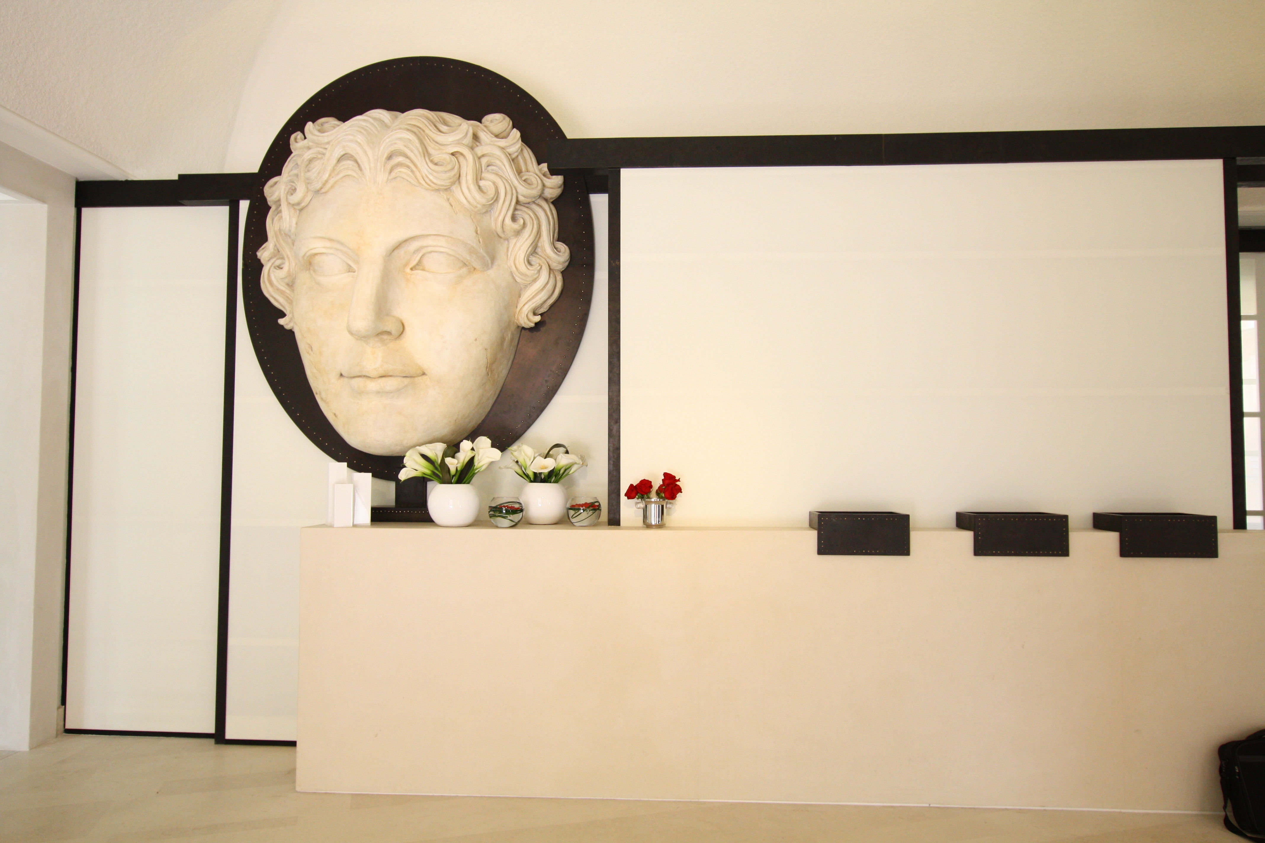 Detail of Gran Melia Villa Agrippina hotel reception desk by Devoto