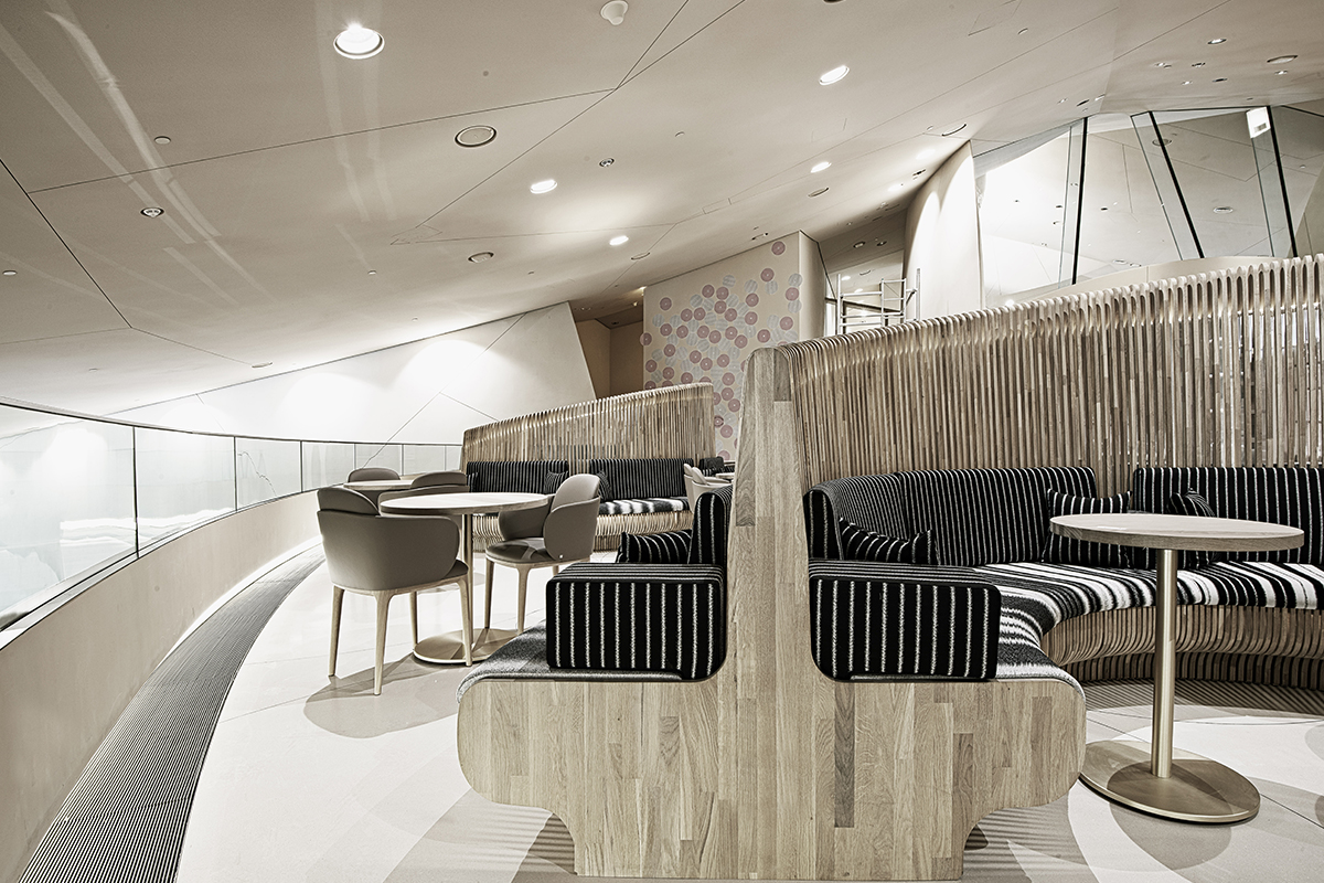 Café 875 National Museum of Qatar furniture by Devoto Design