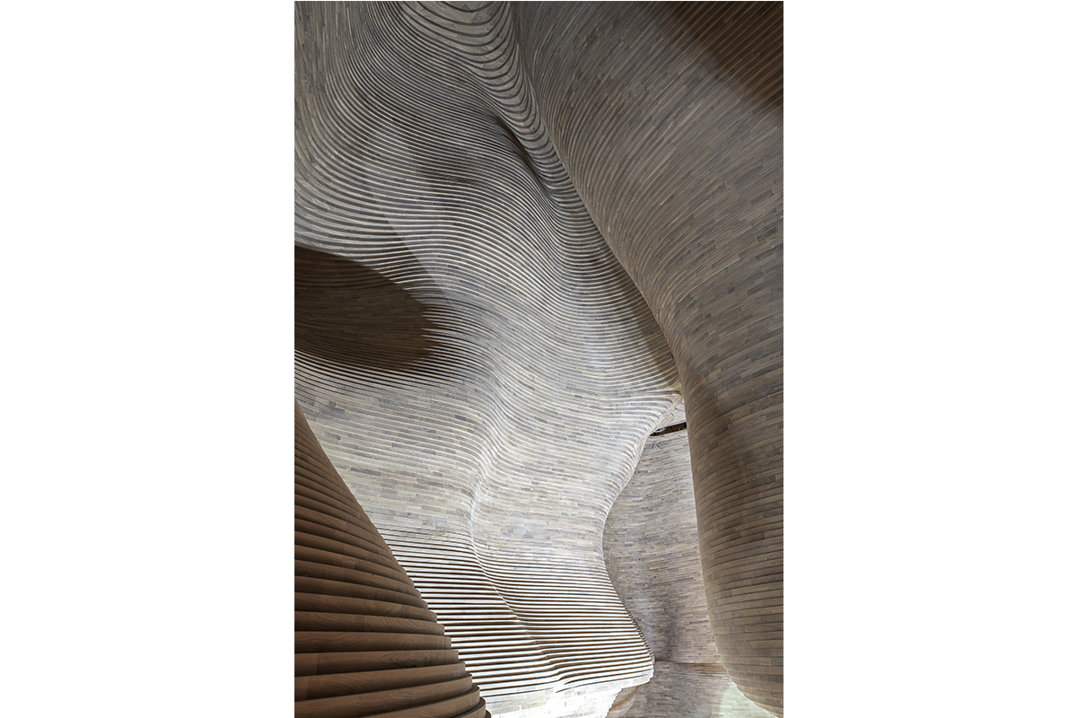 The wooden canyon or National museum of Qatar gift shop by Devoto Design