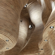 wooden canyon at National Museum of Qatar