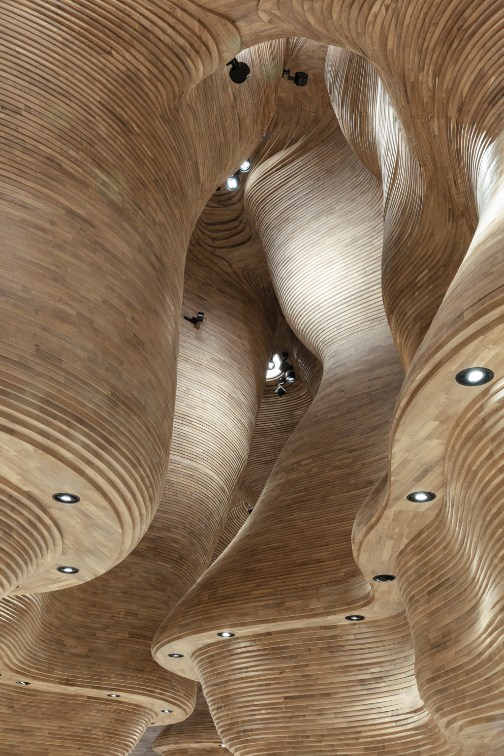 wooden canyon at National Museum of Qatar
