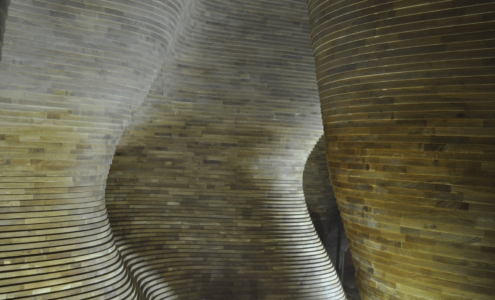 Particolare Canyon di legno national museum of Qatar by Devoto Design