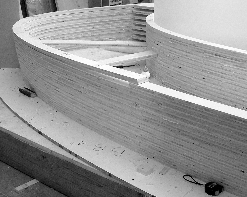 construction of double-curving furniture
